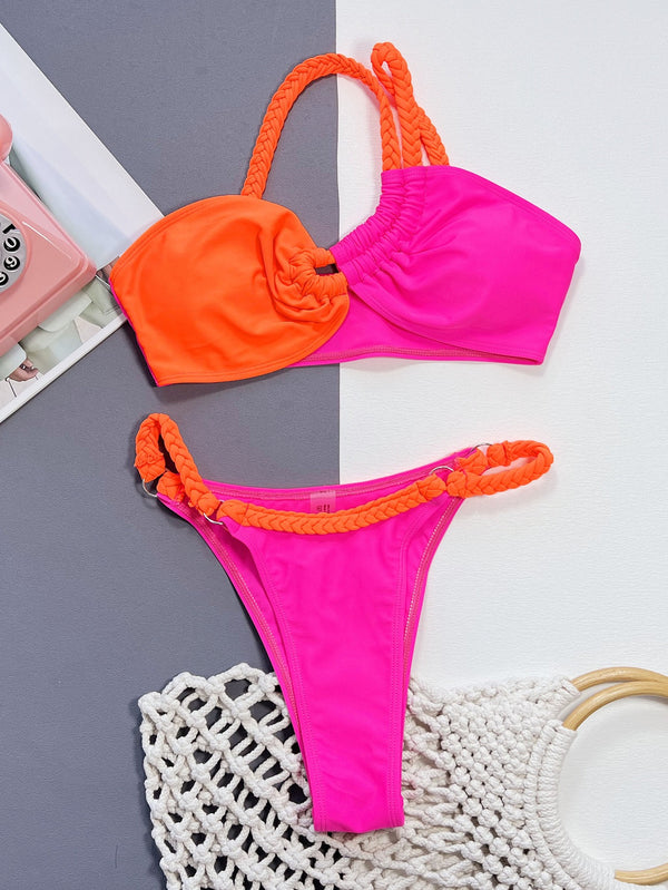 Poppy Color Block Bikini Set