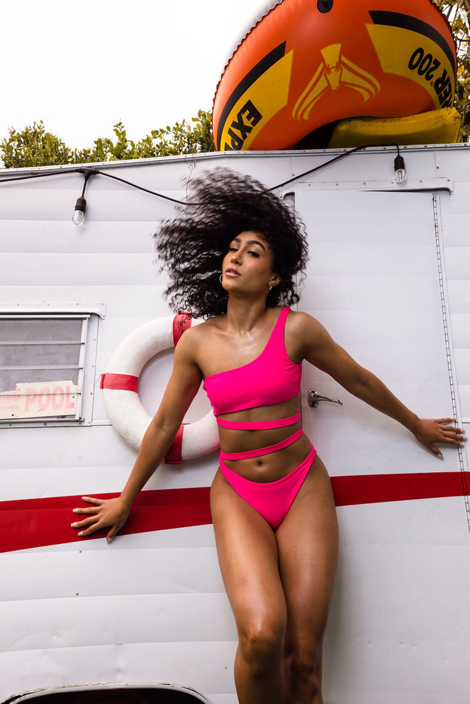 Pink Lily Places To Get Cute Bikinis Pink Sea Frilled Crop Bikini